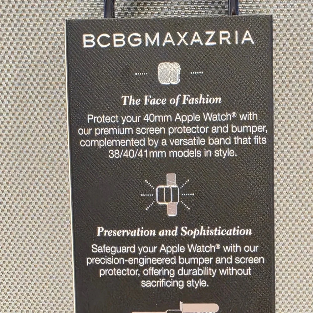 BCBGMAXAZRIA Silver Apple Watch Band 38/40/41mm & 40mm Bumper Screen Protector